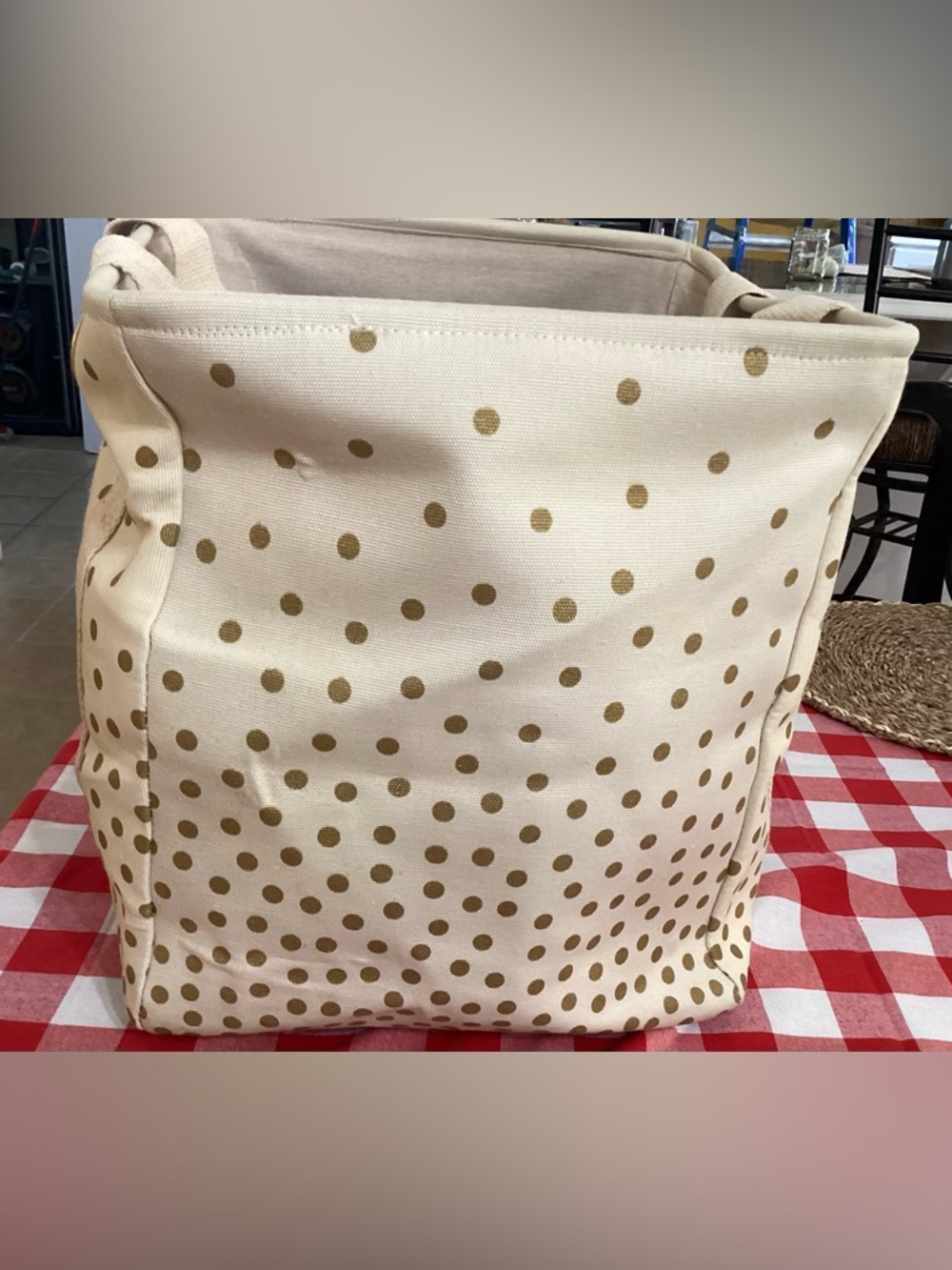 Home Essentials Cream Canvas Laundry Tote